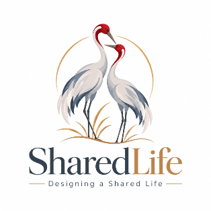 SharedLife logo: two cranes standing together